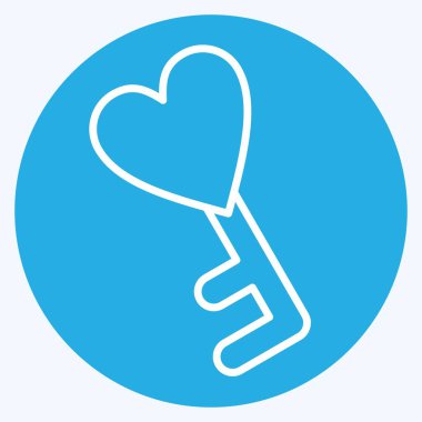 Simge Anahtarı. Güvenlik sembolüyle ilgili. Mavi gözlü. Basit tasarım çizimi