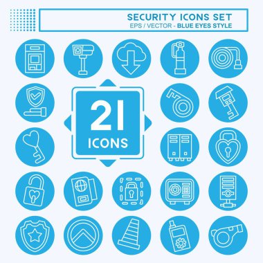 Icon Set Security. related to Technology symbol. blue eyes style. simple design illustration clipart