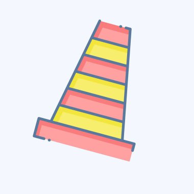 Simge trafik konisi. Güvenlik sembolüyle ilgili. Karalama stili. Basit tasarım çizimi