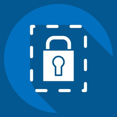 Simge Parolası. Güvenlik sembolüyle ilgili. Uzun gölge tarzı. Basit tasarım çizimi