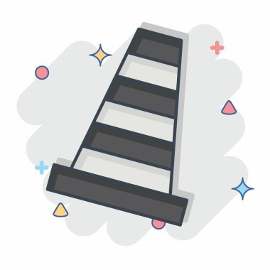 Simge trafik konisi. Güvenlik sembolüyle ilgili. Çizgi roman. Basit tasarım çizimi