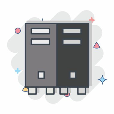 Simge dolabı. Güvenlik sembolüyle ilgili. Çizgi roman. Basit tasarım çizimi