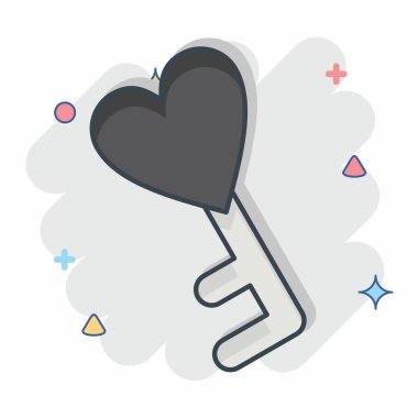 Simge Anahtarı. Güvenlik sembolüyle ilgili. Çizgi roman. Basit tasarım çizimi