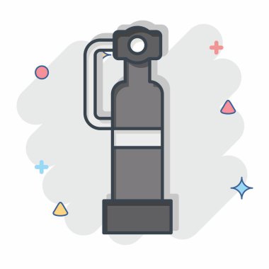 Simge yangın söndürücü. Güvenlik sembolüyle ilgili. Çizgi roman. Basit tasarım çizimi