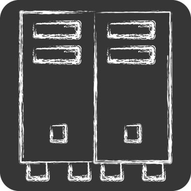 Simge dolabı. Güvenlik sembolüyle ilgili. Tebeşir stili. Basit tasarım çizimi