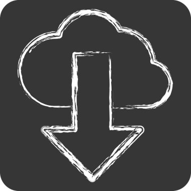 Simge Bulutu Bilgisayarı. Güvenlik sembolüyle ilgili. Tebeşir stili. Basit tasarım çizimi