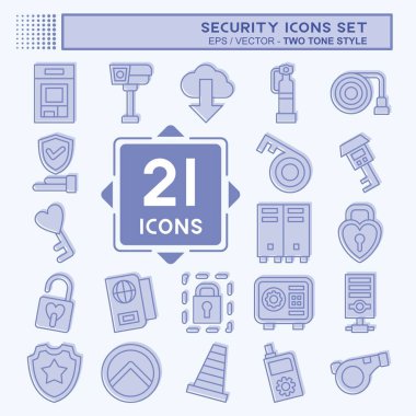 Icon Set Security. related to Technology symbol. two tone style. simple design illustration clipart