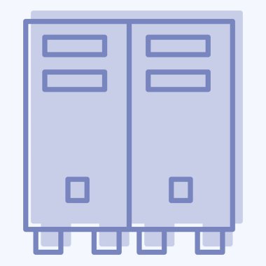 Simge dolabı. Güvenlik sembolüyle ilgili. İki ton stili. Basit tasarım çizimi