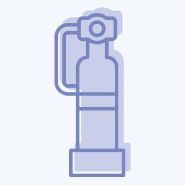 Simge yangın söndürücü. Güvenlik sembolüyle ilgili. İki ton stili. Basit tasarım çizimi