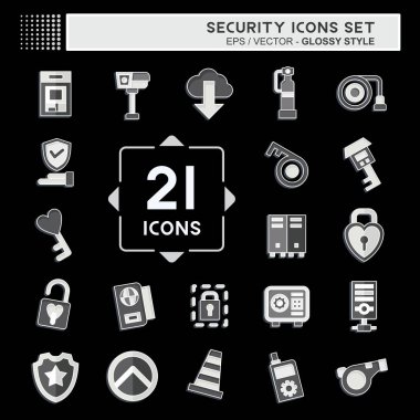 Icon Set Security. related to Technology symbol. glossy style. simple design illustration clipart
