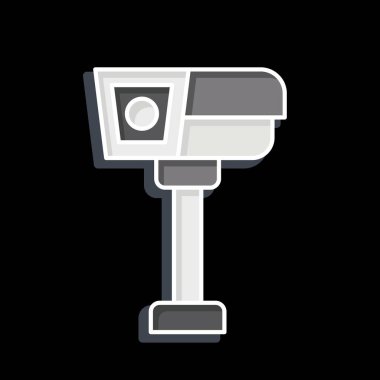 Simge CCTV. Güvenlik sembolüyle ilgili. Parlak bir stil. Basit tasarım çizimi