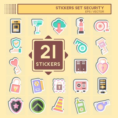 Sticker Set Security. related to Technology symbol. simple design illustration clipart