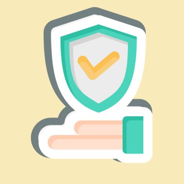 Çıkartma Sigortası. Güvenlik sembolüyle ilgili. Basit tasarım çizimi