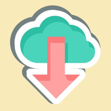 Çıkartma Bulutu Bilgisayarı. Güvenlik sembolüyle ilgili. Basit tasarım çizimi