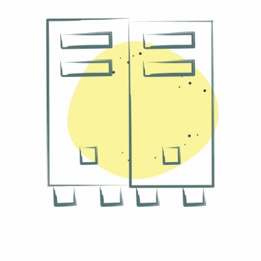 Simge dolabı. Güvenlik sembolüyle ilgili. Renkli Leke Biçimi. Basit tasarım çizimi