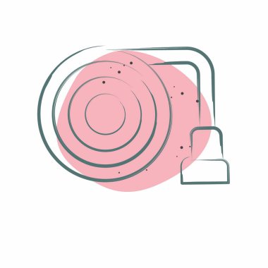 Simge Hortumu. Güvenlik sembolüyle ilgili. Renkli Leke Biçimi. Basit tasarım çizimi