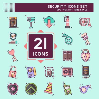 Icon Set Security. related to Technology symbol. MBE style. simple design illustration clipart