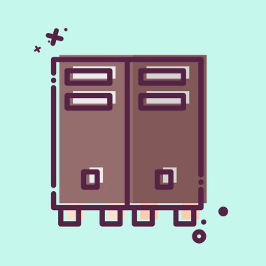 Simge dolabı. Güvenlik sembolüyle ilgili. MBE tarzı. Basit tasarım çizimi