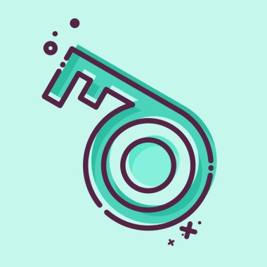 Güvenlik sembolü ile ilgili Simge Anahtar 2. MBE tarzı. Basit tasarım çizimi