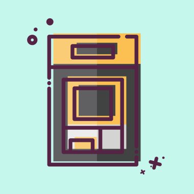 Simge ATM 'si. Güvenlik sembolüyle ilgili. MBE tarzı. Basit tasarım çizimi