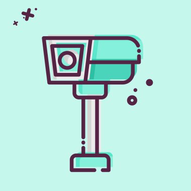 Simge CCTV. Güvenlik sembolüyle ilgili. MBE tarzı. Basit tasarım çizimi