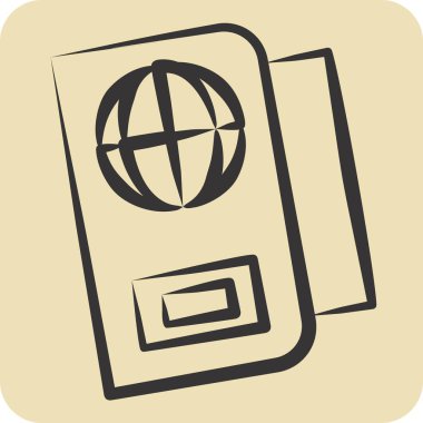 Simge Pasaportu. Güvenlik sembolüyle ilgili. El çizimi tarzı. Basit tasarım çizimi