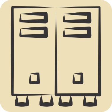 Simge dolabı. Güvenlik sembolüyle ilgili. El çizimi tarzı. Basit tasarım çizimi