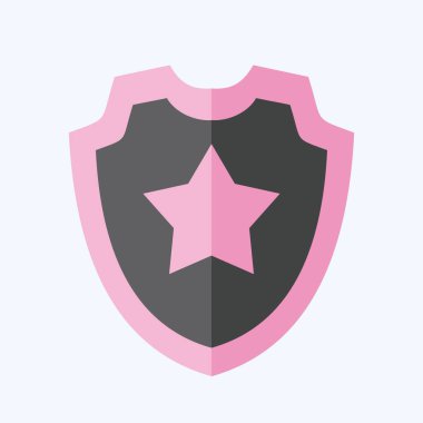 Icon Kalkanı 2, Güvenlik Sembolü ile ilgili. Düz stil. Basit tasarım çizimi