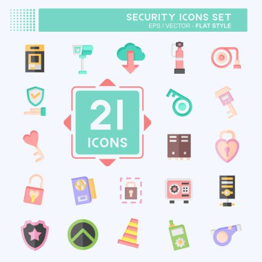 Icon Set Security. related to Technology symbol. flat style. simple design illustration clipart