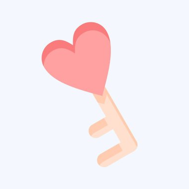 Simge Anahtarı. Güvenlik sembolüyle ilgili. Düz stil. Basit tasarım çizimi