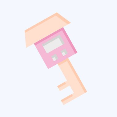 Simge Anahtar 3, Güvenlik Sembolü ile ilgili. Düz stil. Basit tasarım çizimi