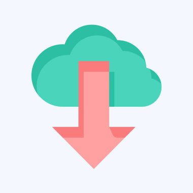 Simge Bulutu Bilgisayarı. Güvenlik sembolüyle ilgili. Düz stil. Basit tasarım çizimi