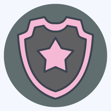 Icon Kalkanı 2, Güvenlik Sembolü ile ilgili. renk arkadaşı stili. Basit tasarım çizimi