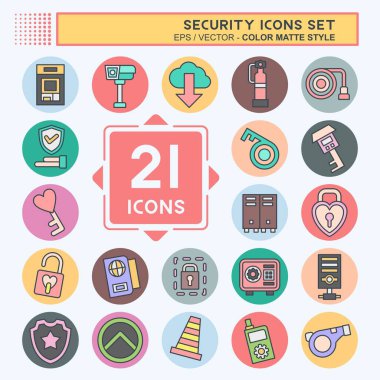 Icon Set Security. related to Technology symbol. color mate style. simple design illustration clipart
