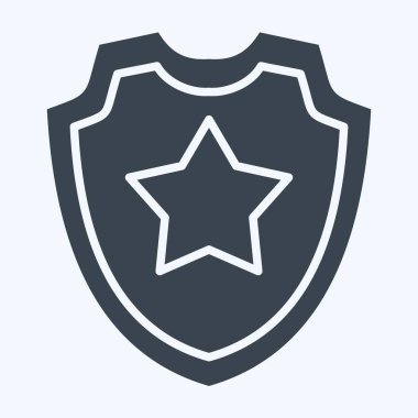 Icon Kalkanı 2, Güvenlik Sembolü ile ilgili. Kabartma tarzı. Basit tasarım çizimi