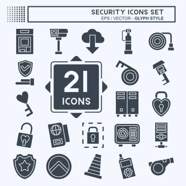 Icon Set Security. related to Technology symbol. glyph style. simple design illustration clipart