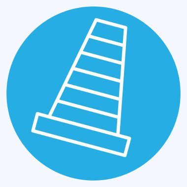 Simge trafik konisi. Güvenlik sembolüyle ilgili. Mavi gözlü. Basit tasarım çizimi