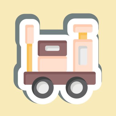 Etiketli bavul. Tren İstasyonu sembolüyle ilgili. Basit tasarım çizimi