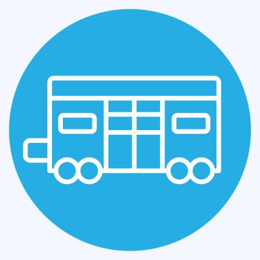 Simge Tren Koçu. Tren İstasyonu sembolüyle ilgili. Mavi gözlü. Basit tasarım çizimi