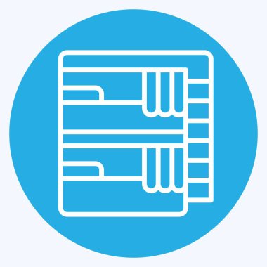 İkon Tren Yatağı. Tren İstasyonu sembolüyle ilgili. Mavi gözlü. Basit tasarım çizimi