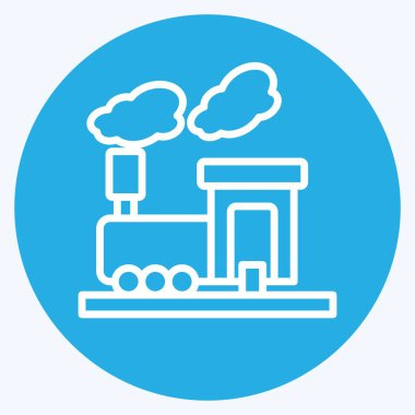 Simge tren dumanı. Tren İstasyonu sembolüyle ilgili. Mavi gözlü. Basit tasarım çizimi