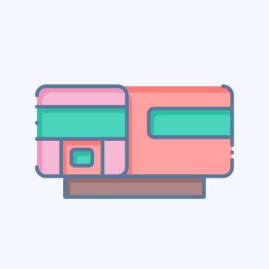 Simge Treni. Tren İstasyonu sembolüyle ilgili. Karalama stili. Basit tasarım çizimi