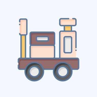 Icon Bagaj Trolley. Tren İstasyonu sembolüyle ilgili. Karalama stili. Basit tasarım çizimi