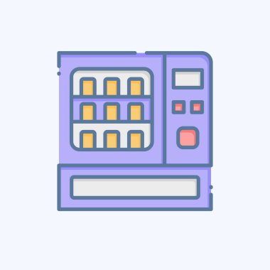 Simge İçen Su Satış Makinesi. Tren İstasyonu sembolüyle ilgili. Karalama stili. Basit tasarım çizimi