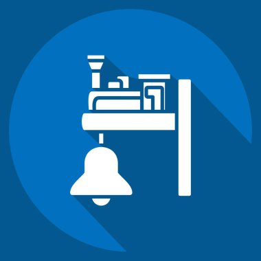 Simge Tren Zili. Tren İstasyonu sembolüyle ilgili. Uzun gölge tarzı. Basit tasarım çizimi