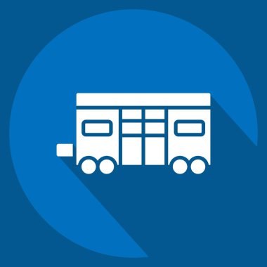 Simge Tren Koçu. Tren İstasyonu sembolüyle ilgili. Uzun gölge tarzı. Basit tasarım çizimi