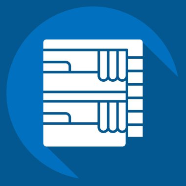 İkon Tren Yatağı. Tren İstasyonu sembolüyle ilgili. Uzun gölge tarzı. Basit tasarım çizimi