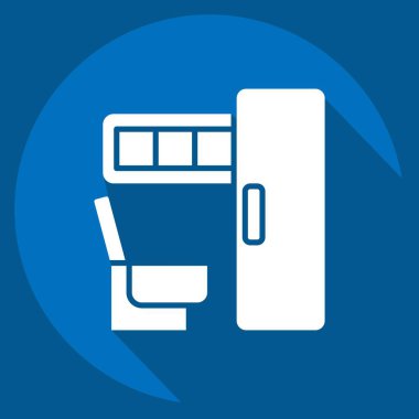 Trendeki Simge Tuvaleti. Tren İstasyonu sembolüyle ilgili. Uzun gölge tarzı. Basit tasarım çizimi