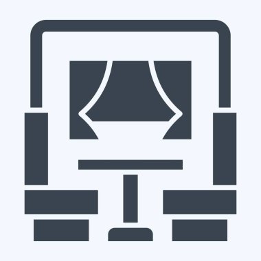 Icon Yemek Arabası. Tren İstasyonu sembolüyle ilgili. Kabartma tarzı. Basit tasarım çizimi