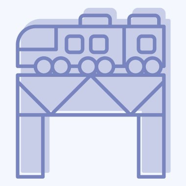 Tren üzerindeki ikon köprü. Tren İstasyonu sembolüyle ilgili. İki ton stili. Basit tasarım çizimi